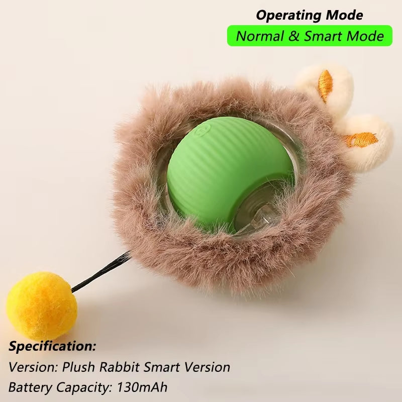 Automatic Interactive Cat Toy Ball with Tail - Rechargeable Smart Pet Plaything