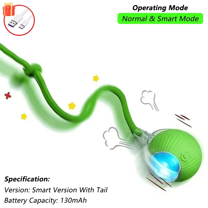 Automatic Interactive Cat Toy Ball with Tail - Rechargeable Smart Pet Plaything