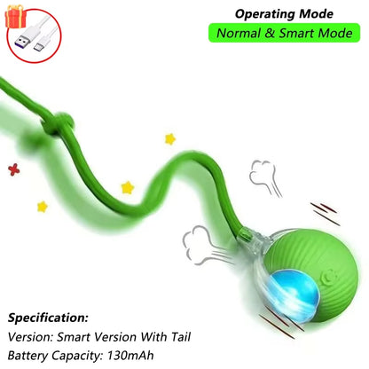 Automatic Interactive Cat Toy Ball with Tail - Rechargeable Smart Pet Plaything