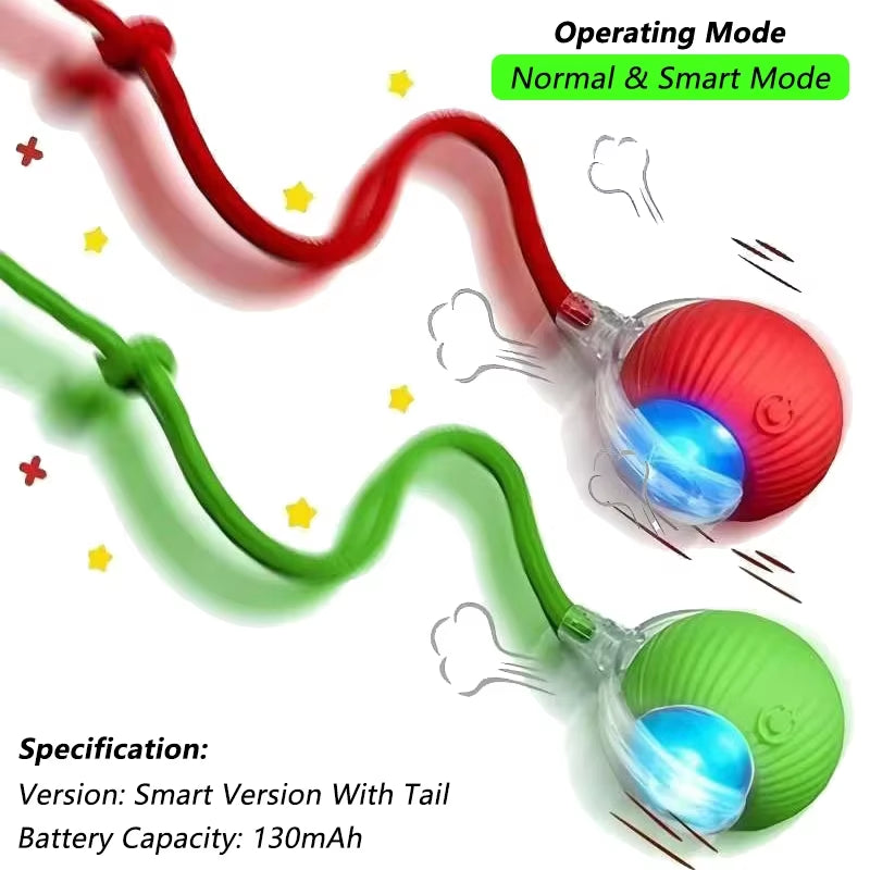 Automatic Interactive Cat Toy Ball with Tail - Rechargeable Smart Pet Plaything