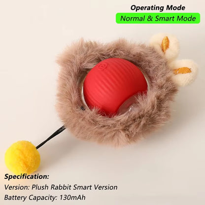 Automatic Interactive Cat Toy Ball with Tail - Rechargeable Smart Pet Plaything